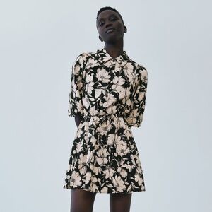Zara Printed Dark Floral Mini Dress